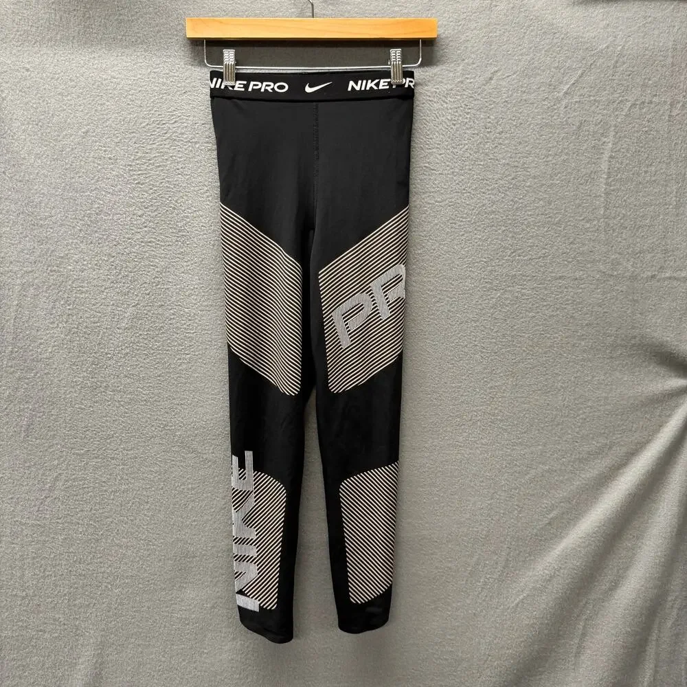 Nike Pro Leggings‎ Womens XS Black Gray Running Tight Dri Fit Activewear